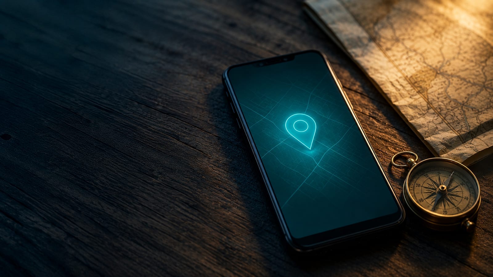 Phone showing offline android apps no account signup, with a cloud-slash and map pin icon