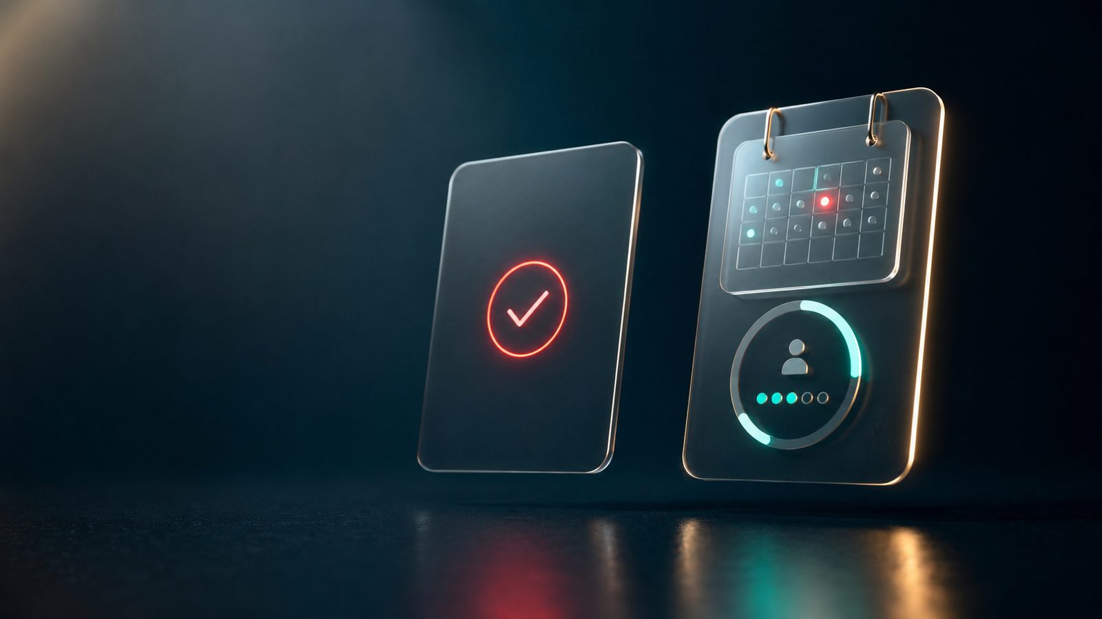 Todoist vs TickTick comparison graphic showing a clean task list beside a calendar with habit tracker and timer icons